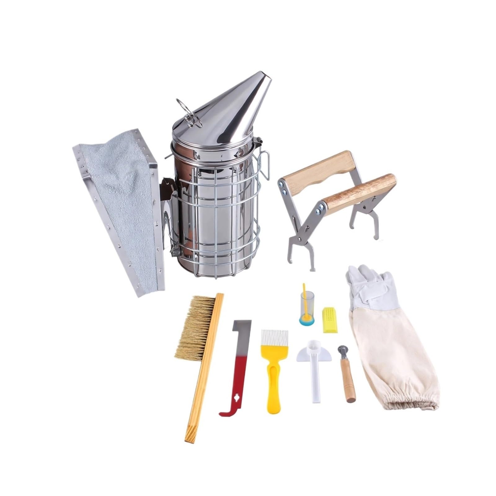 10-teiliges Bienenzuchtwerkzeug-Set, Bienenzuchtzubehör, Bienenstock-Raucher-Kit, Kultivierungsbox, Bienenstock-Wasserzufuhrausrüstung Notwendige Werkzeuge Für Imkerei
