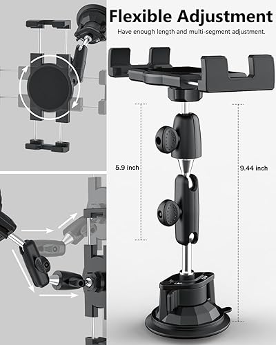 Miniatura 5 de Soporte resistente para tablet de automóvil, brazo de metal, soporte de tableta con ventosa para parabrisas de tableta, para camionesautomóvil, para