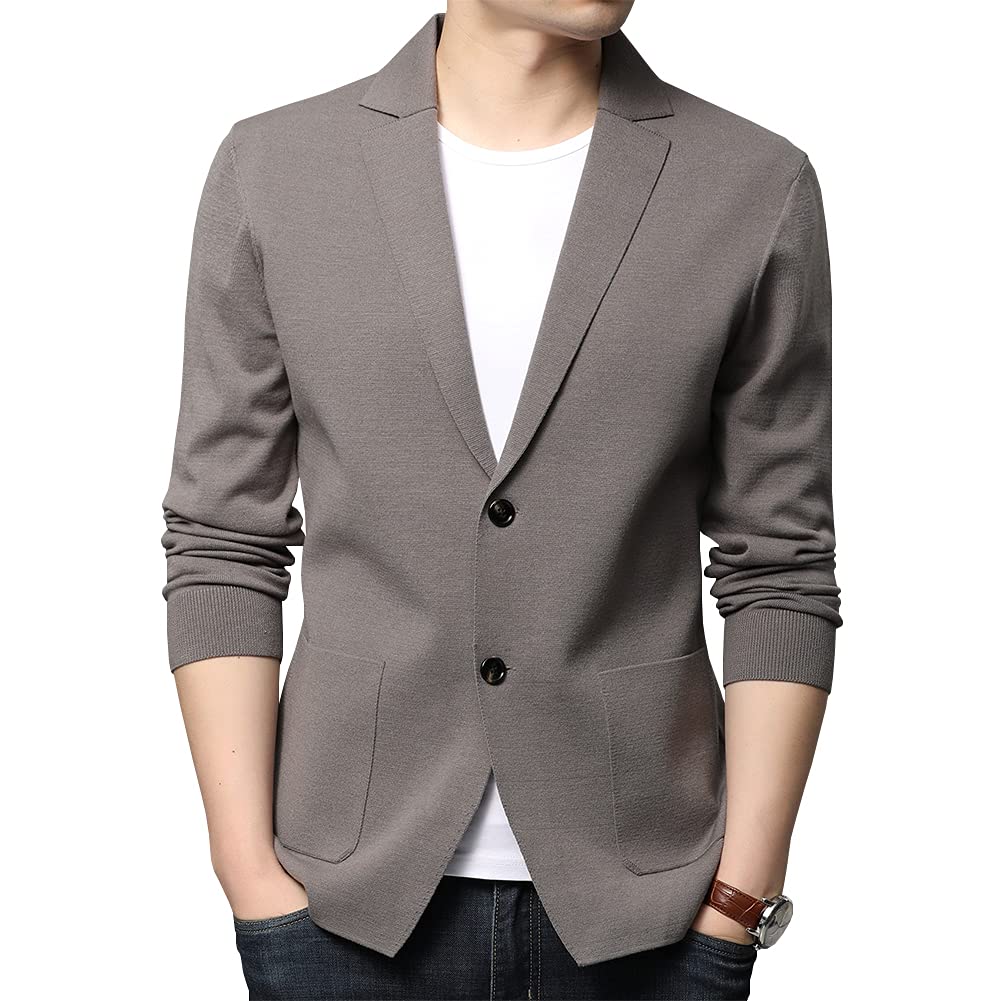 WomleysMens Notched Lapel Cotton Cardigan Sweater Two Button Closure Knitwear