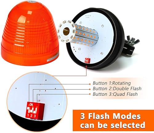 Miniatura 4 de 60 luces LED intermitentes ámbar intermitentes, lámpara estroboscópica de montaje flexible con soporte de enchufe, luz de advertencia de emergencia