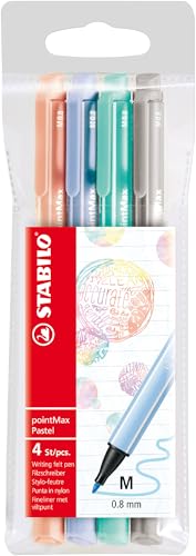 Image of STABILO 488 /4-02 Point Max Nylon Tip Pen - Assorted Colours (Pack of 4)