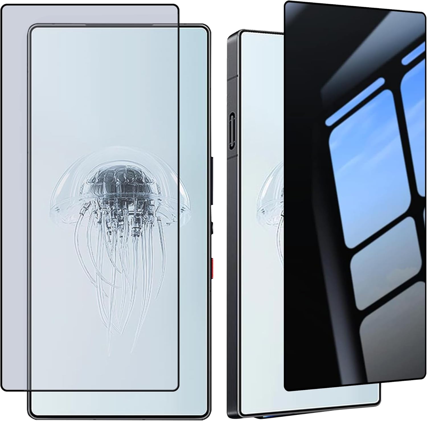 Guizzcg 2 Pack Privacy Screen Protector for ZTE Nubia Red Magic 9 Pro Privacy Screen Protector, 2 Tempered Glass Screen Protector,Anti-Scratch Easy to