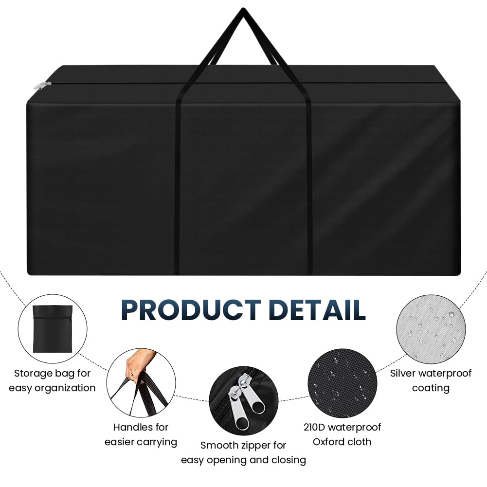 AOOWU Borsa per Cuscini da Giardino 210D Tessuto Oxford Impermeabile Anti UV 175 x 75 x 55 CM