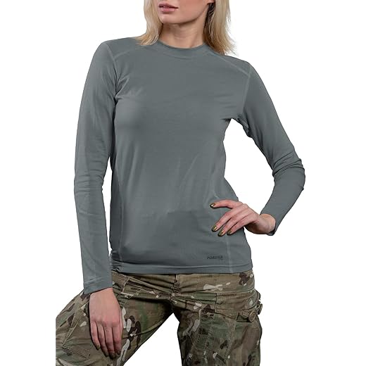 281Z Womens Military Stretch Cotton Underwear Shirt - Tactical Hiking Outdoor - Punisher Combat Line (Foliage Green, X-Large)