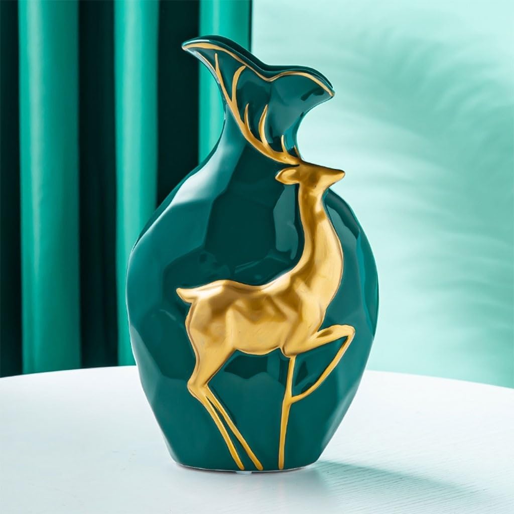 Accueil Vases Vase en céramique cerf doré Moderne, décoration de Maison Simple, Salon, Meuble TV, Armoire à vin, Table, Arrangement Floral Décor intérieur