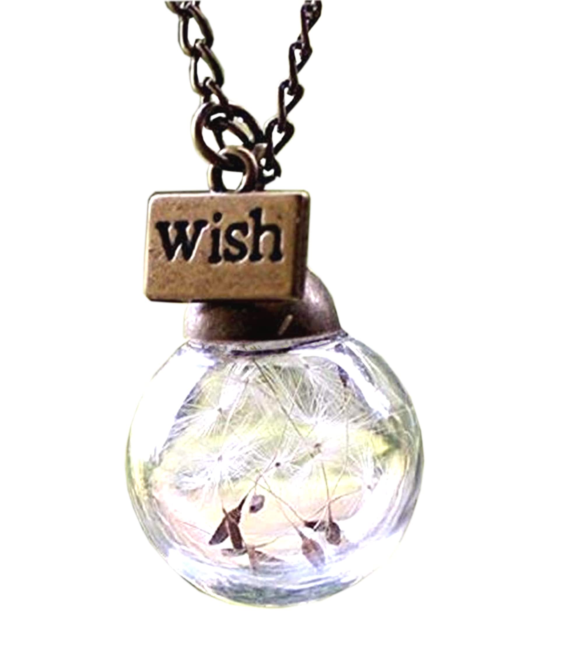 HandmadeHandmade Real Dandelion Wish Necklace Make A Wish Real Dandelion  Seed Pendant Necklace Dried Dandelion Necklaces For Women Graduation Gift