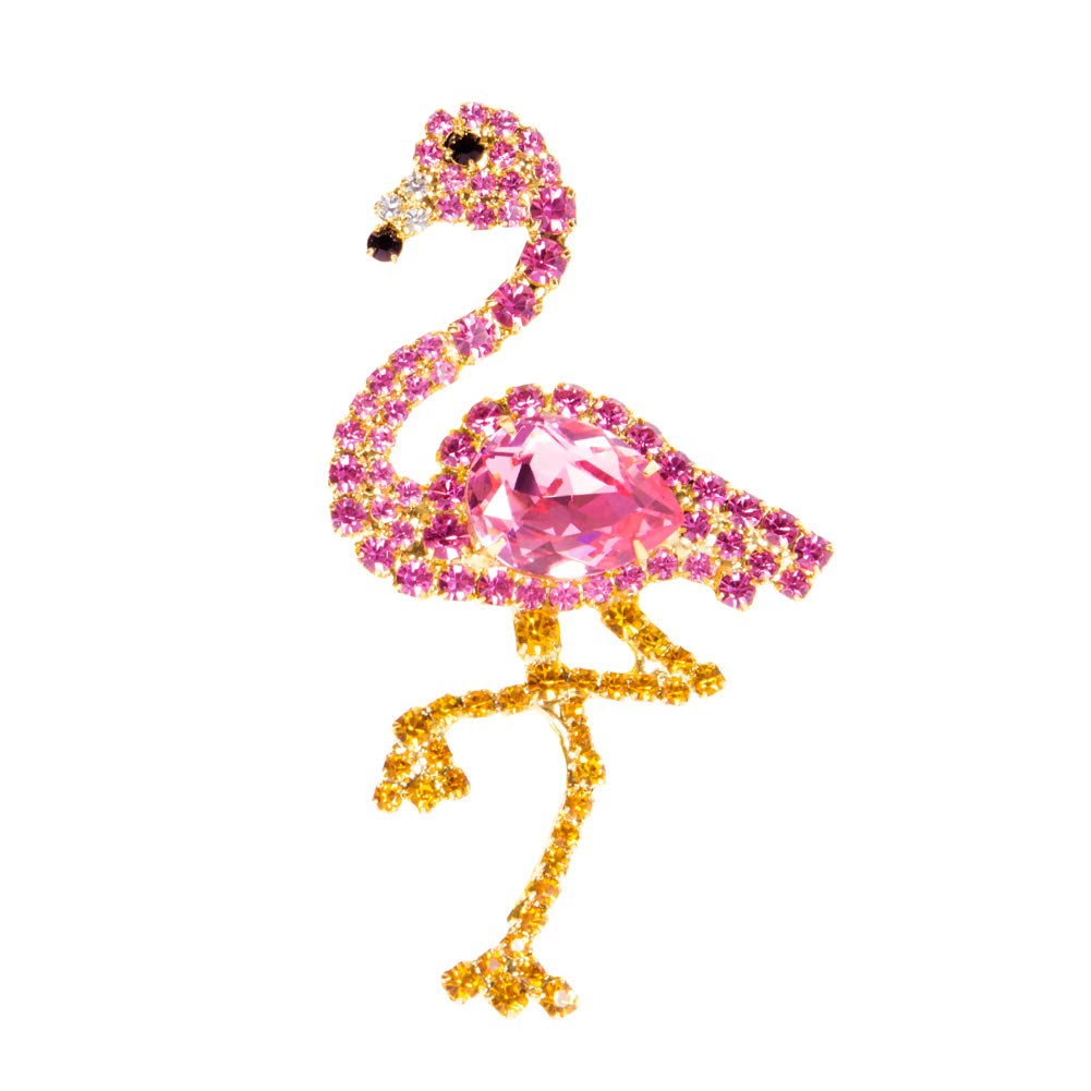 Pink Flamingo Pin with Austrian Crystal by Albert Weiss