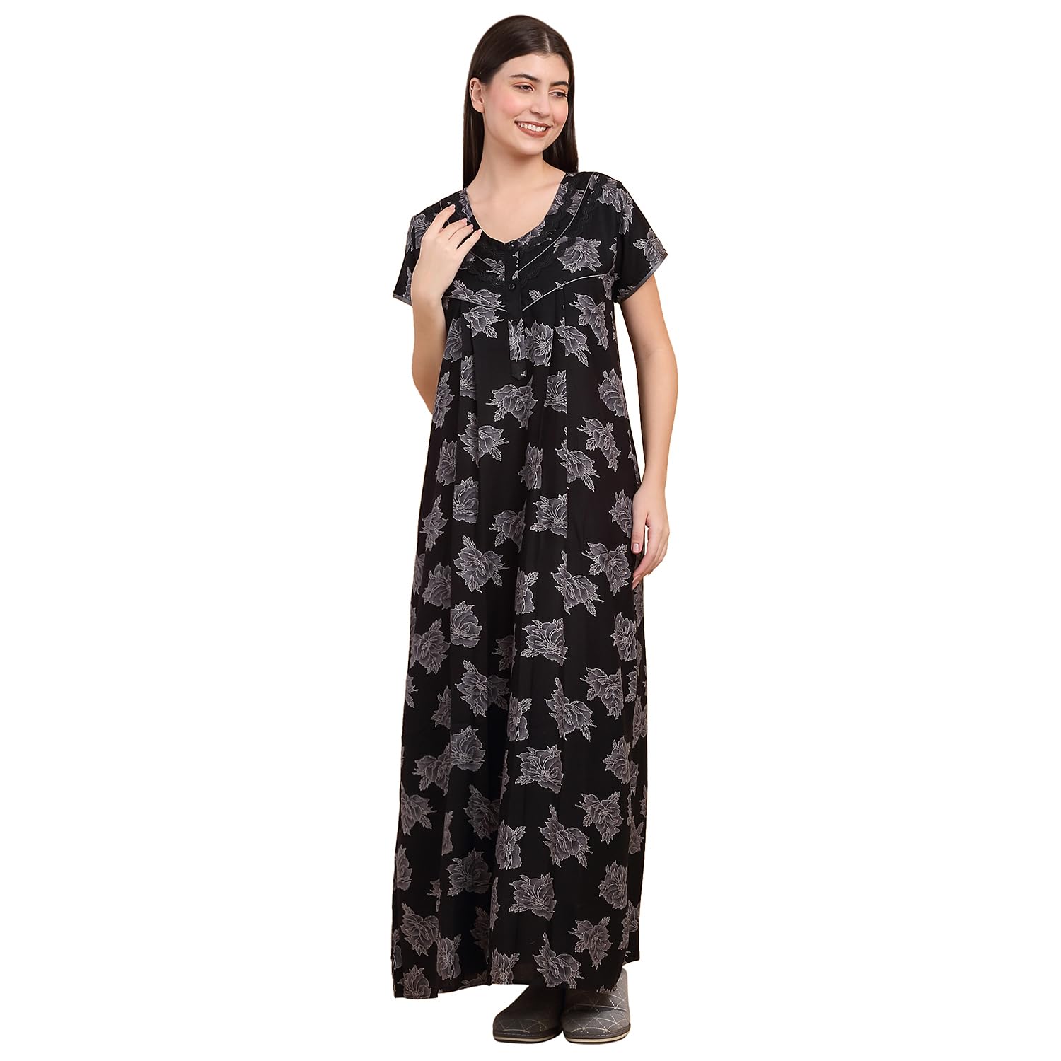 sweet dreams Women's Cotton Maxi Casual Nightgown-picture-32