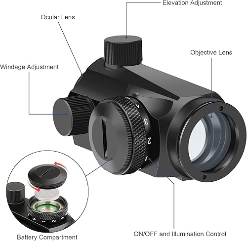 Miniatura 4 de OTW Vista de puntos rojos 0039 x 0787in 4 MOA Red Green Dot Sight Micro Scope