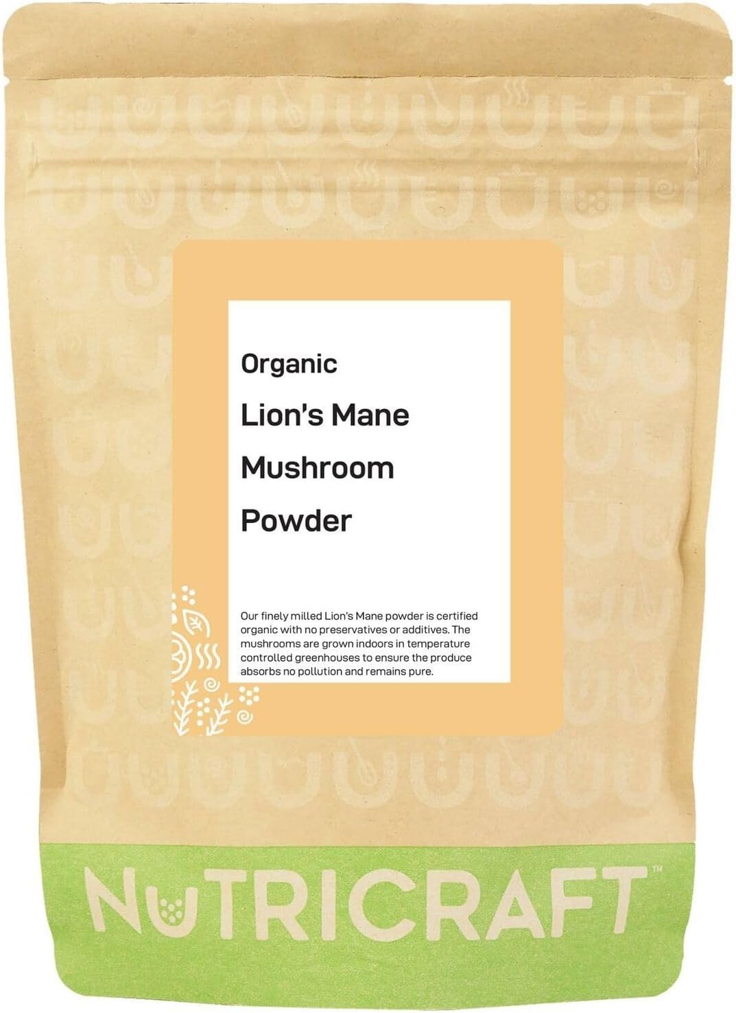NutriCraft Organic Lion’s Mane Mushroom Powder – 500g, 100% Pure Botanical Food, No Preservatives, Vegan & Gluten-Free, Boosts Immune System, High in Nutrients, Use in Smoothies and Food