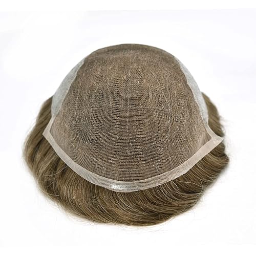 Miniatura 4 de Toupee - Sistema de reemplazo de piezas de cabello humano real para hombres, postizos, sistema de cabello de encaje francés para hombres (8 x 10