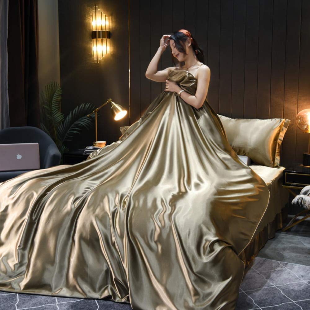 Amazon｜両面シルクベッドを供給裸の寝台シルク4ピースベッドシーツ枕