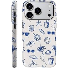 DAIZAG Case Compatible with iPhone 17 Pro,Durable Shock Protection Cover for Girl Women,Tropical Beachy Blue Shell Collage