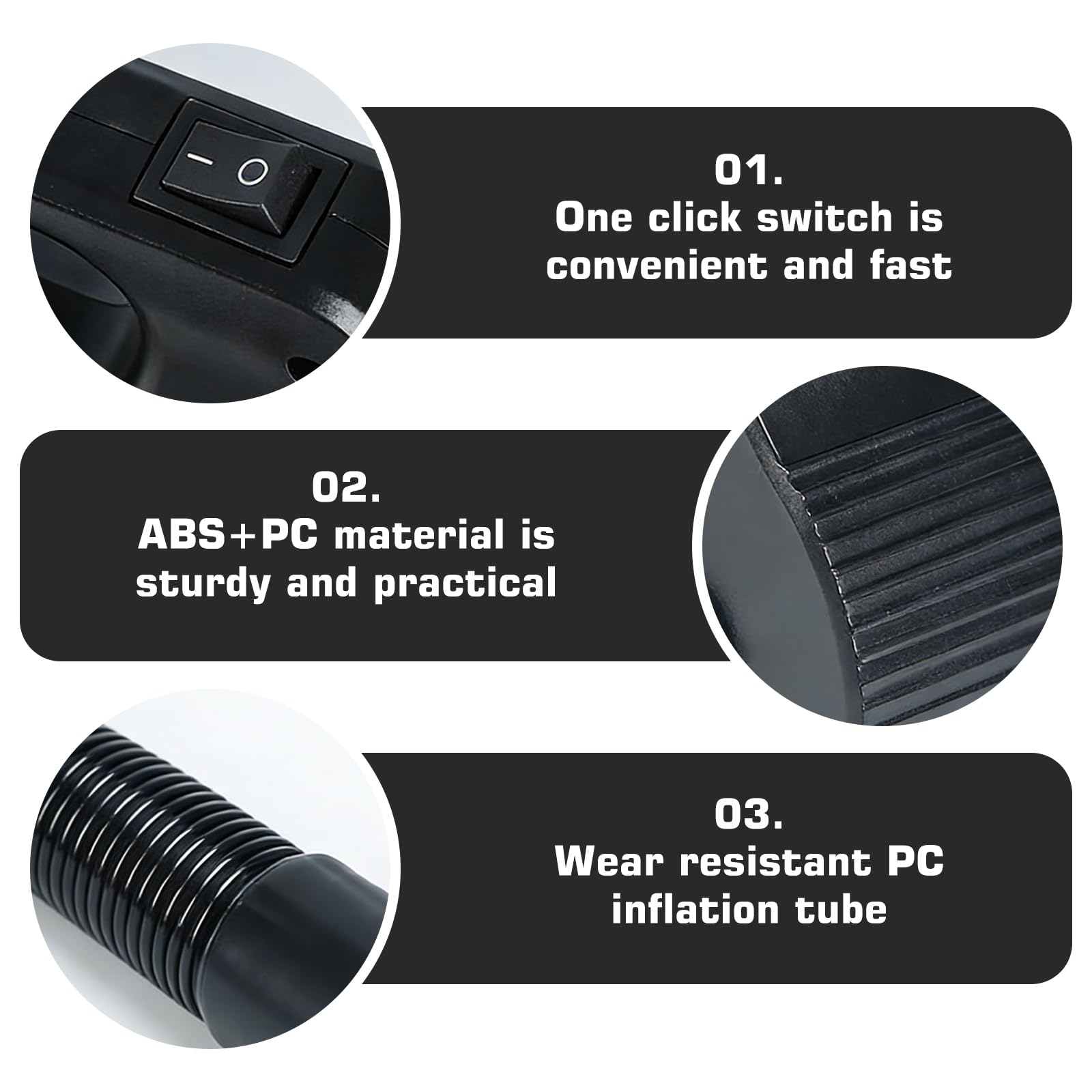 Pompe à air électrique pour Matelas pneumatiques 400W-600W, avec 4 Embouts, gonfleur Rapide 1100 L/Min pour piscines, Bateaux pneumatiques, Lits gonflables et Ballons de Gym (Noir)