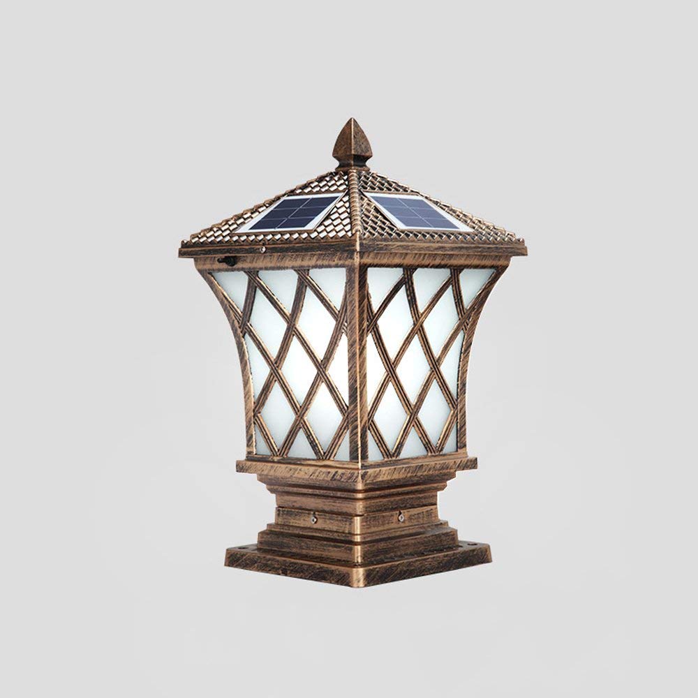 Lampada a Colonna Solare da Esterno in Vetro Satinato, Moderna, Semplice, Impermeabile, per Prato, Giardino, palo, pilastro, Recinzione, Lampada a Colonna,L