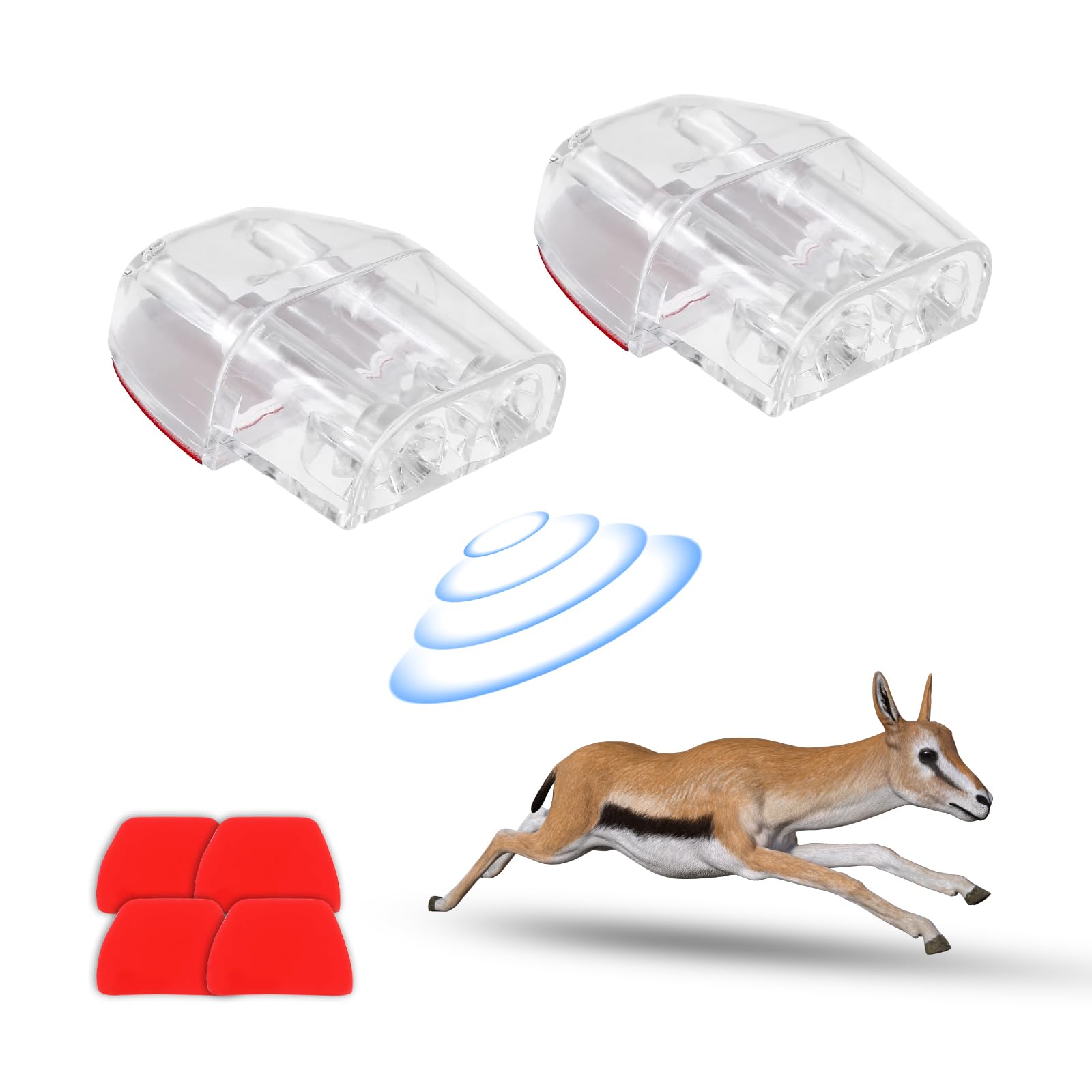 Deer Whistles for Vehicles, Universal Anti-Collision Deer Warning Device with Self-Adhesive for Cars, Trucks, and Motorcycles (2PCS Transparent)
