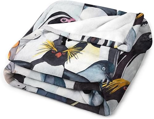 Miniatura 5 de Manta de pingüino personalizada con nombre, 40 x 30 pulgadas, divertida manta para niños, niñas y niños, manta suave y mullida azul para regazo y