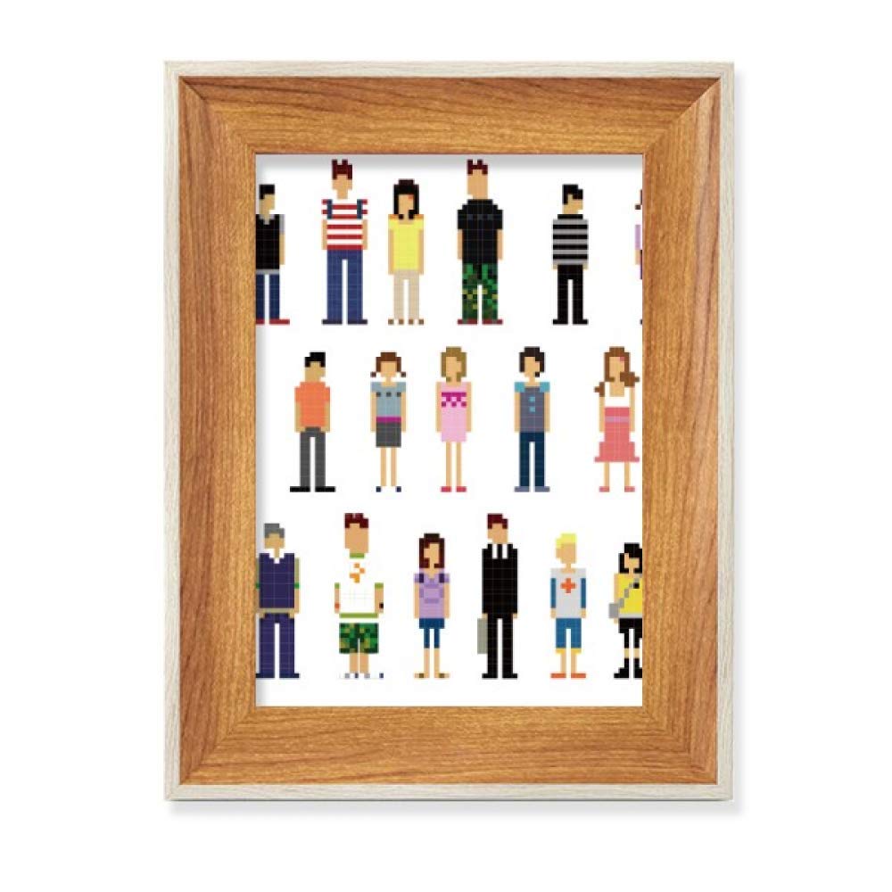 Cadre de photo en bois Pixel Paire pour affichage de bureau et tableau art
