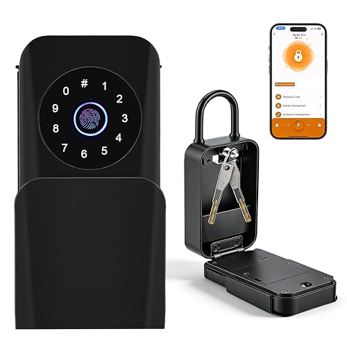 Smart Key Lockbox, Weatherproof & Portable Key Safe Outdoor, Master