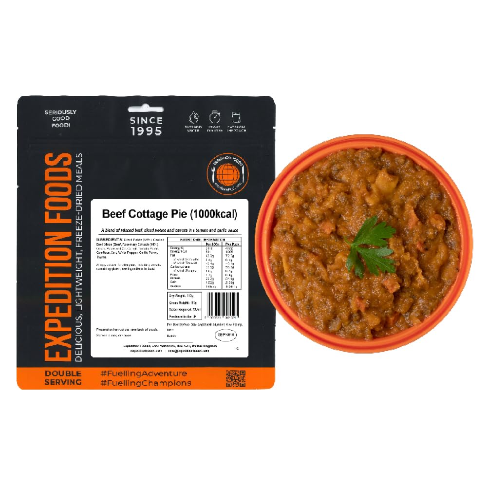 EXPEDITION FOODS Beef Cottage Pie (Double Serving / 1000KCAL) | Freeze-Dried Camping & Hiking Food