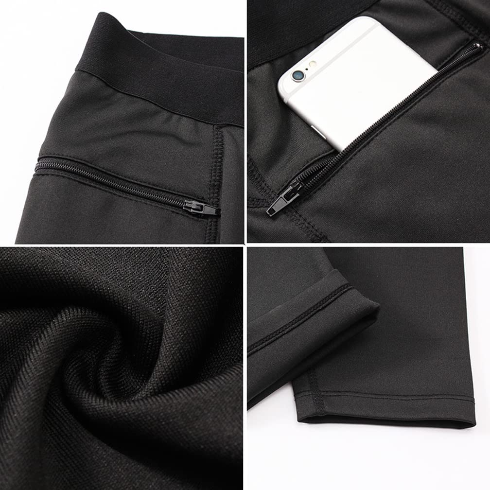 Pantalons de Compression de Running Collant Homme Legging de Sport avec Poche Zippée