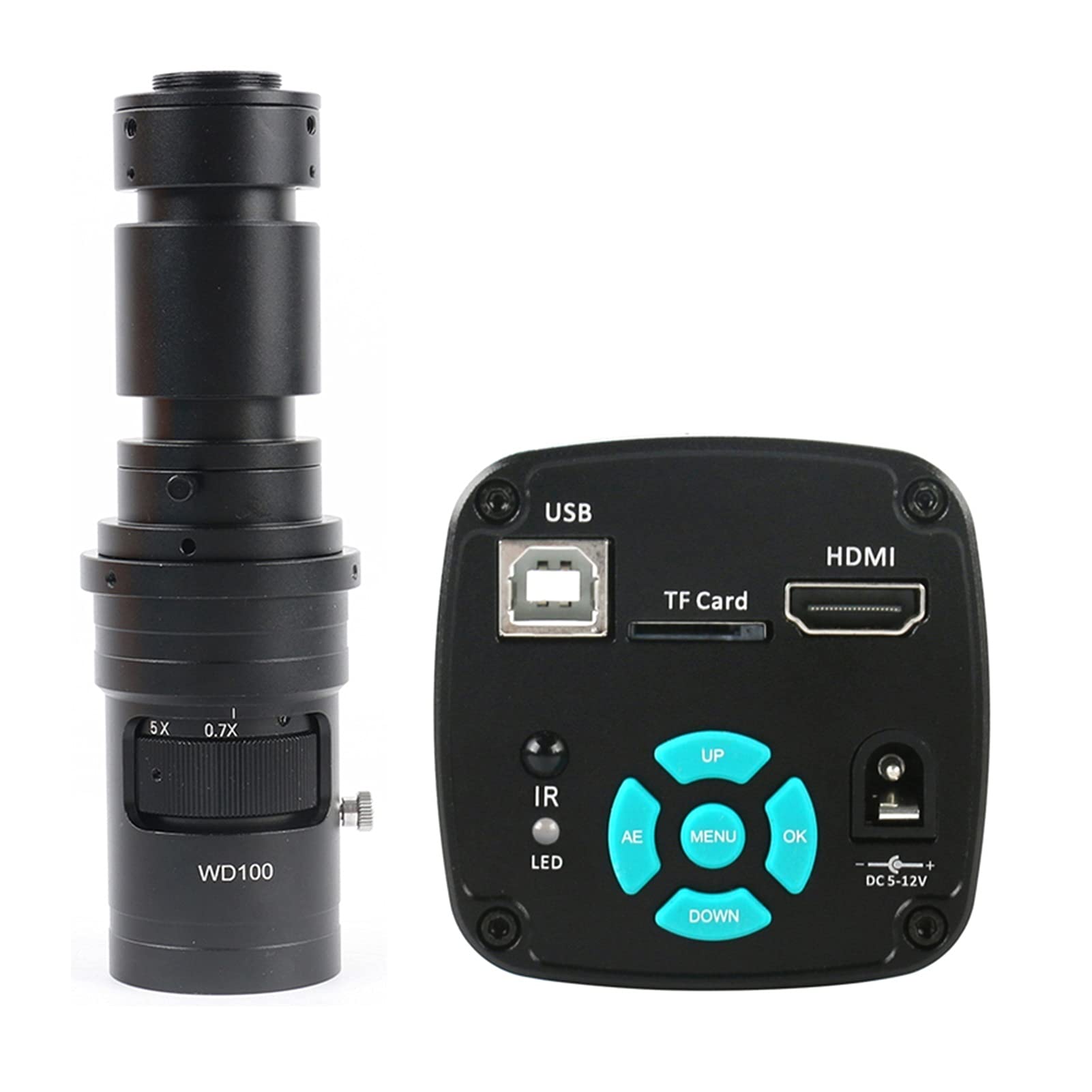 Microscope 4K 1080P 48MP Video Lab USB Microscope Camera C Mount LED Light for Phone Repair 100X 130X 180X 200X 300X 500X Zoom(with 500X Lens)