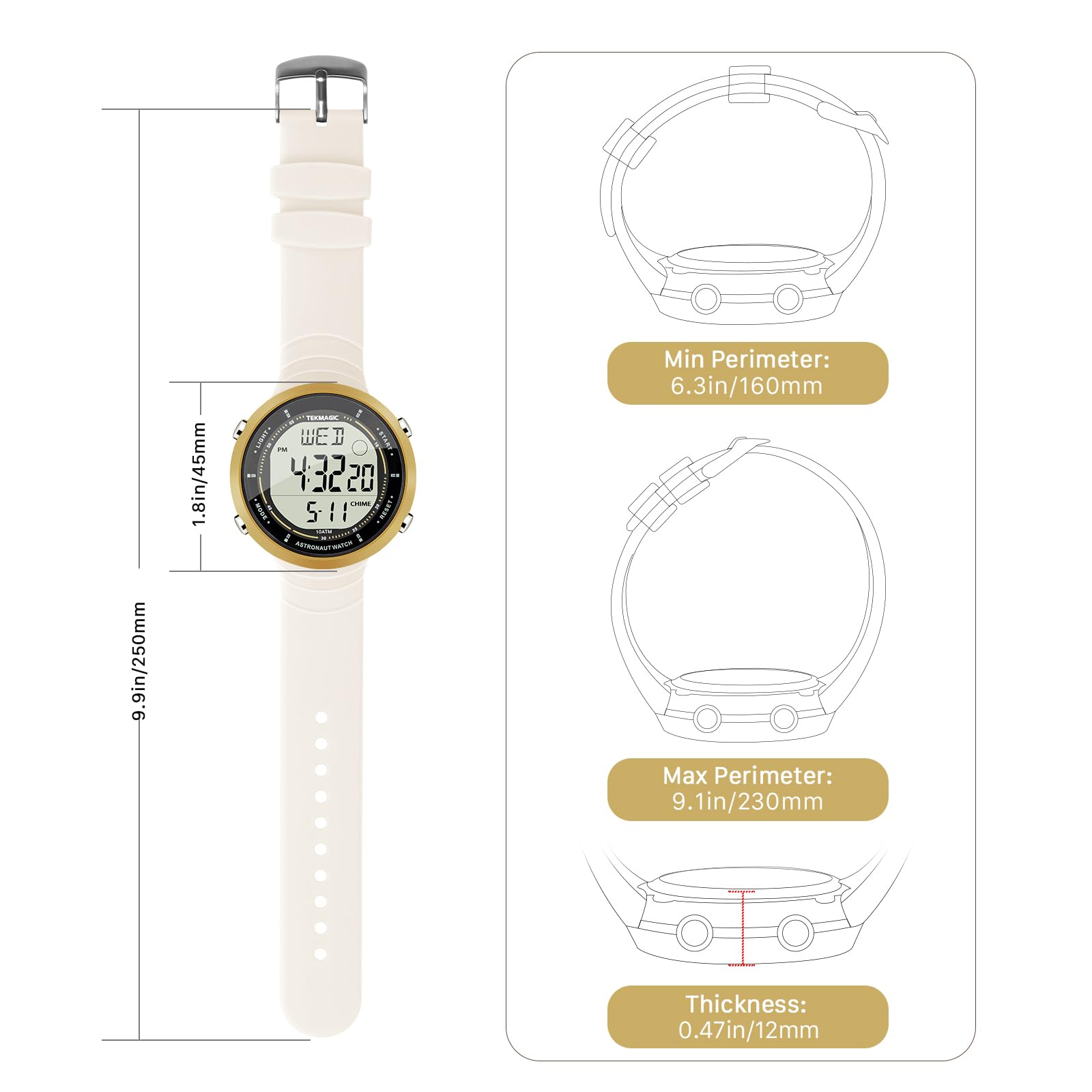 Montre Sport Femme Etanche 10 Atmosphérique pour Plongée et Piscine avec Chronomètre, Réveil, Minuteur, Double Fuseau Horaire, Calendrier, Rétroéclairage, Format 12 ou 24 Heures