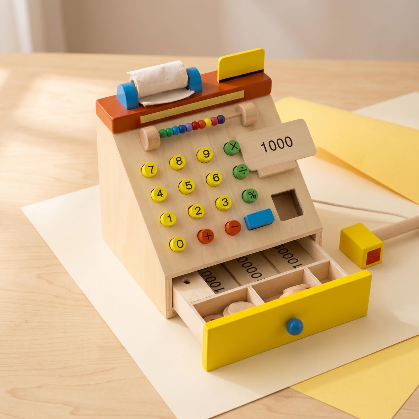 Registratore di Cassa Giocattolo Cassa Giocattolo con Scomparti Educativo per Bambini