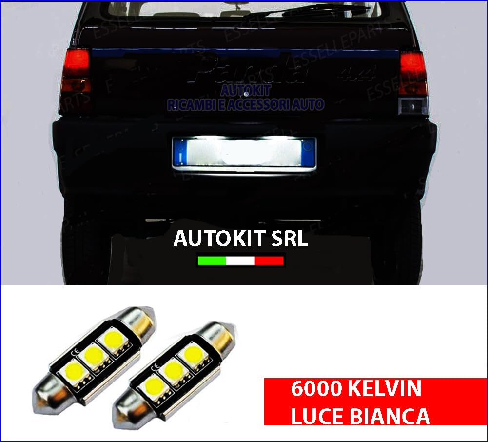 Generico Fanalini Luce Bianca Targa con lampade led 6000K per Vecchia Panda 141 prodotte dal 1986 al 2003 Lampade a LED di Posizione anteriori luce Bianca - 501650 - GE43609-58477