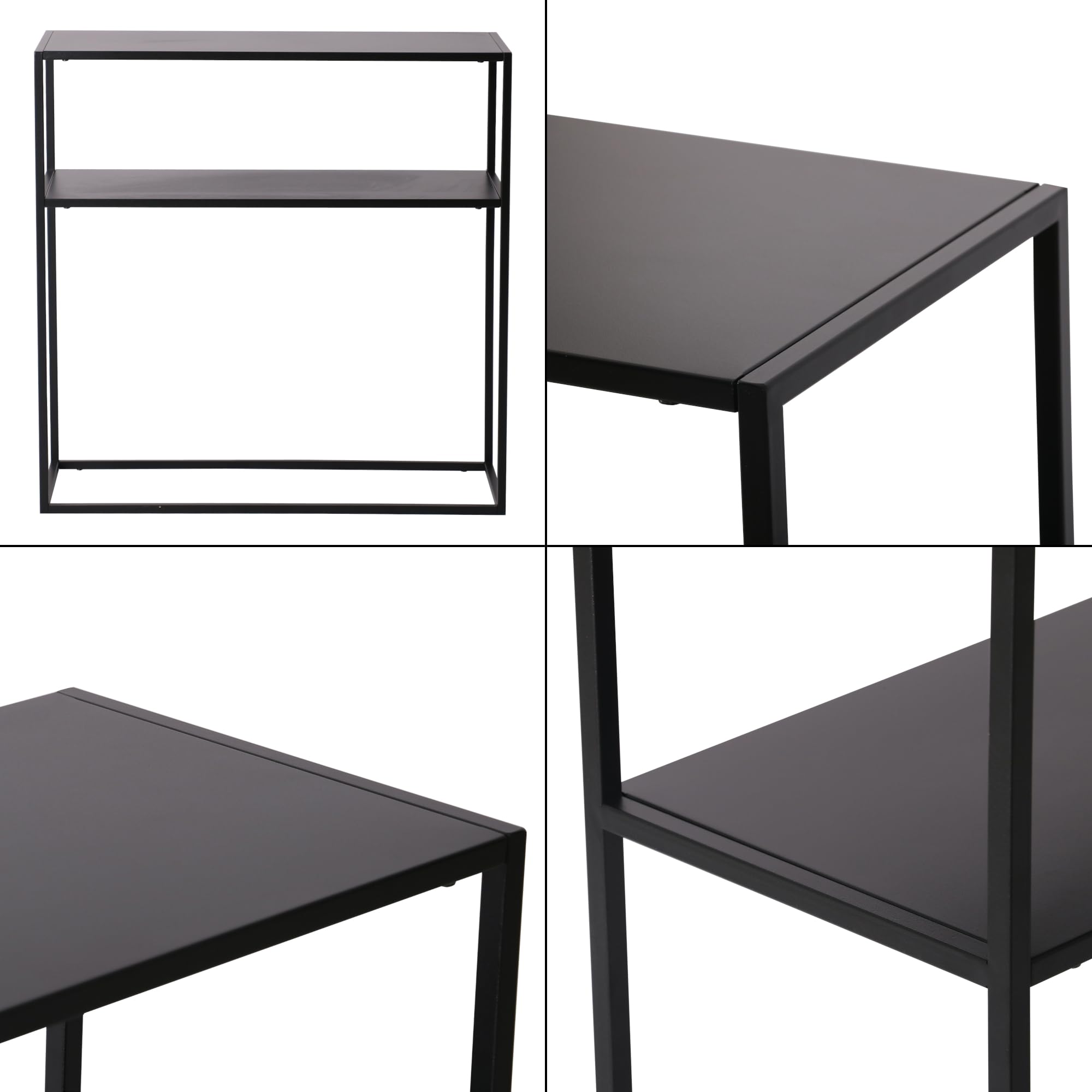 [en.casa] Table Console pour Entrée Salon Couloir Cuisine Table d'Appoint Meuble d'Entrée avec Surface de Rangement Métal 80 x 80 x 30 cm Noir