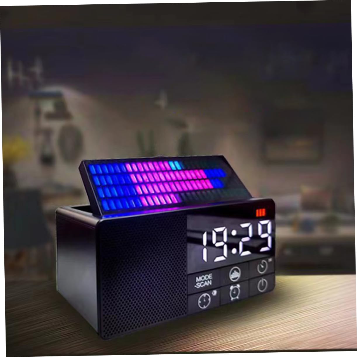 VILLCASE Reloj Despertador Digital Inalámbrico con Altavoz y Función de Radio FM Diseño Retro Temporizador y Modo de Repetición para Mesitas de Noche