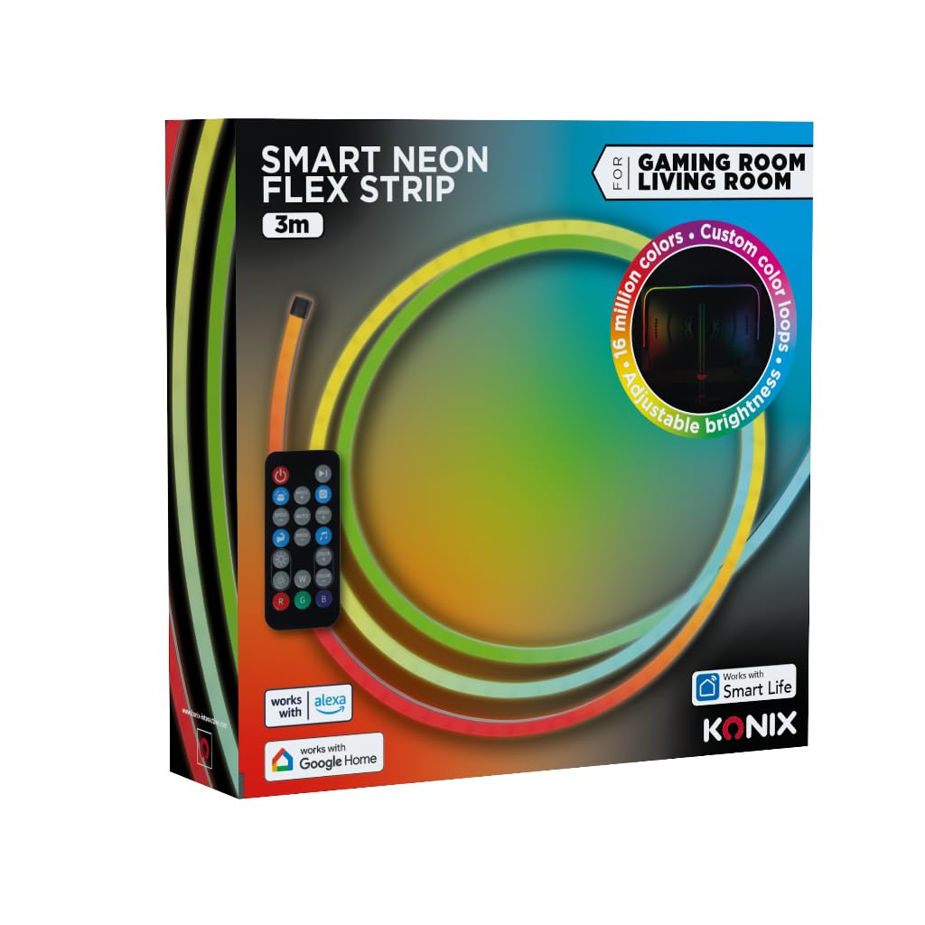 Konix Bande lumineuse gaming flexible et personnalisable 252 LED Smart Neon Flix Strip 3 m - Synchronisation musicale - Compatible Alexa/Google Home