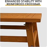 Vista 6 de Mesa auxiliar de madera para exteriores con mesa de rejillas, mesa auxiliar rectangular de madera de cedro de 42 pulgadas para jardín, piscina