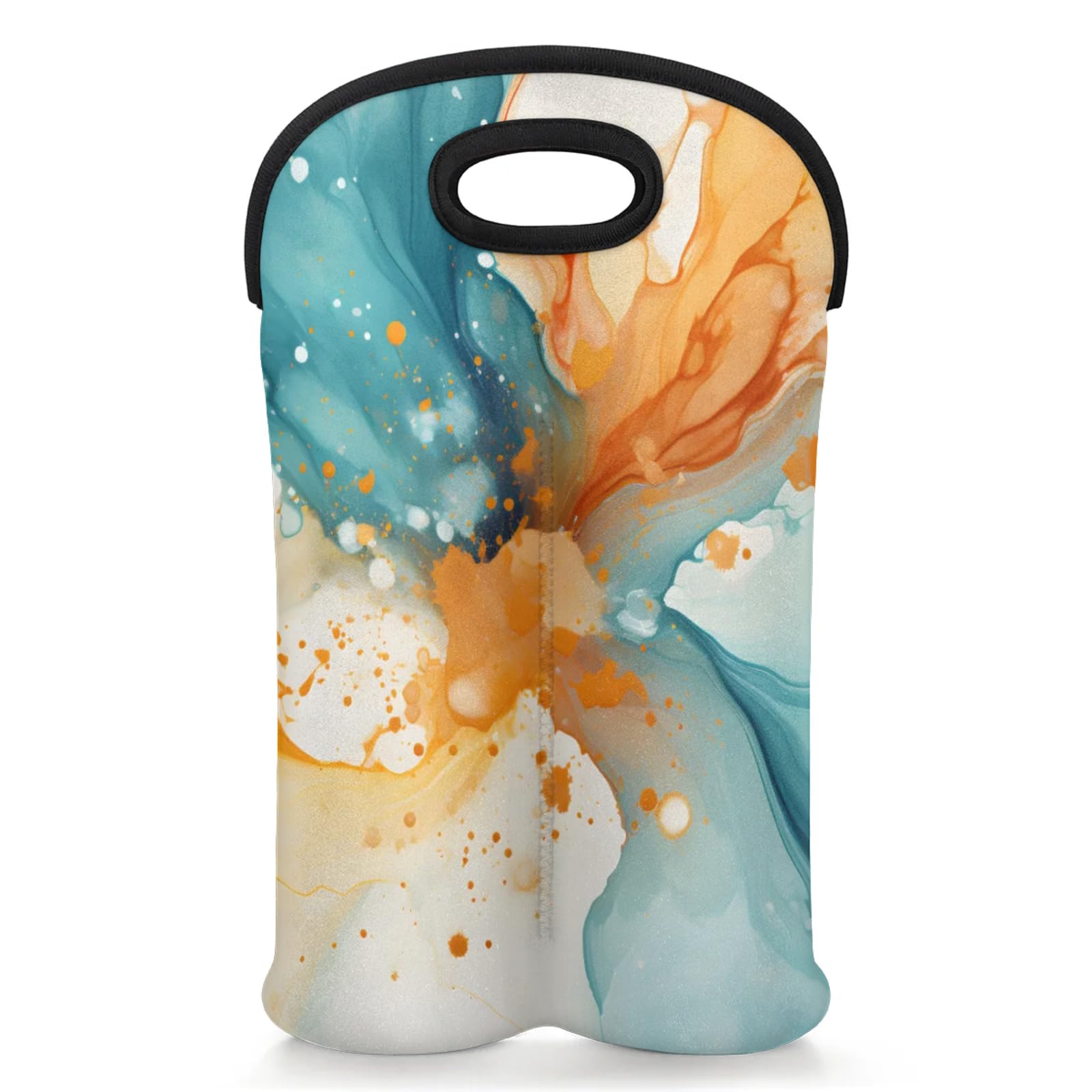GzLeyigou 2 Bottles Lighter Dynamic Colors Wine Bag Sleeve Totes Abstract Art Neoprene Protective Wine Carrier Bag for Wine,Water, Champagne, Beer, Baby Bottles,Gift 14.5 x 10 Inches