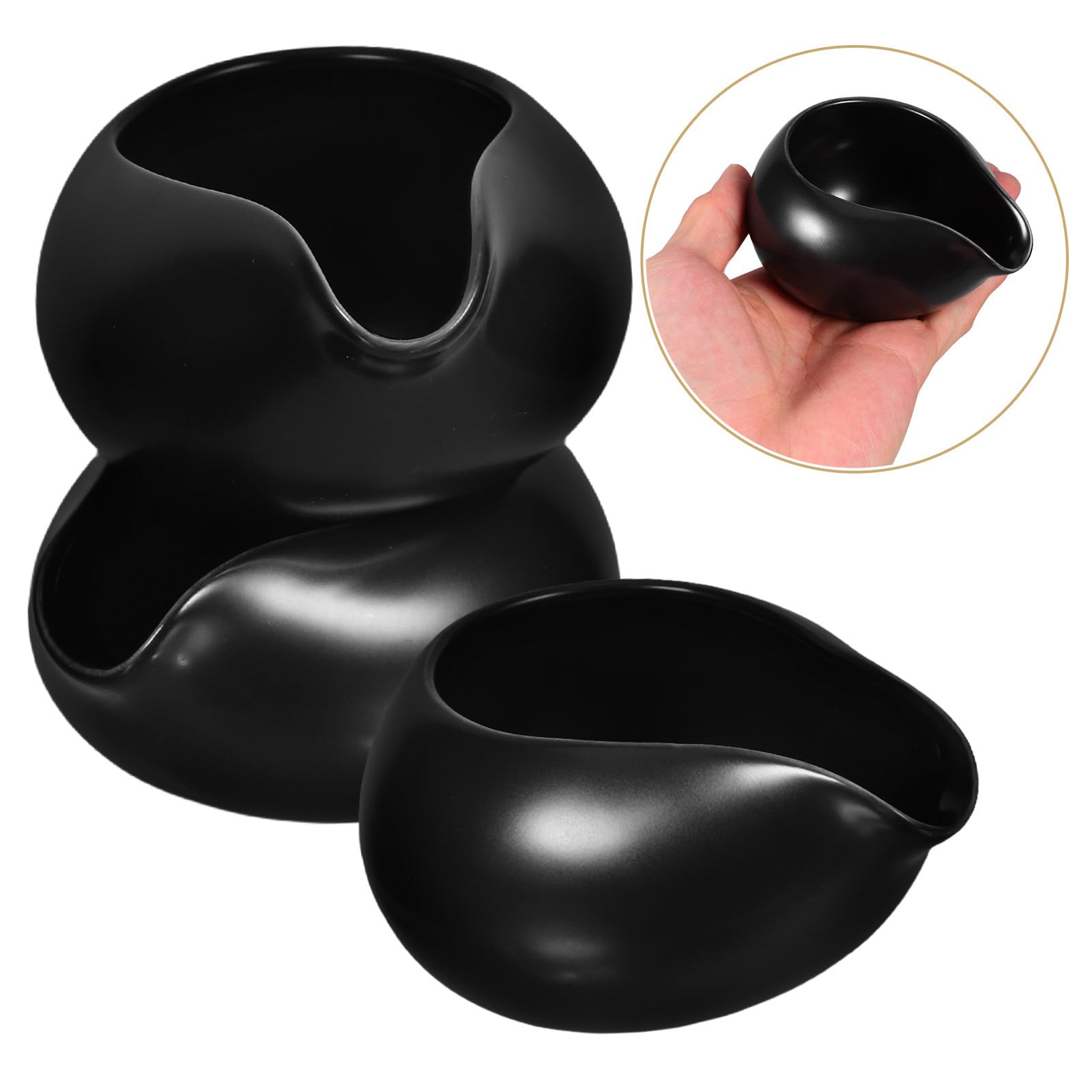 Jarra de Cerámica para Leche y Salsa, 3 Unidades Boquilla Redonda, Dispensador Multiusos para Café, Restaurante y Hogar, Tarro de Condimentos Pequeño, Lechera Porcelana