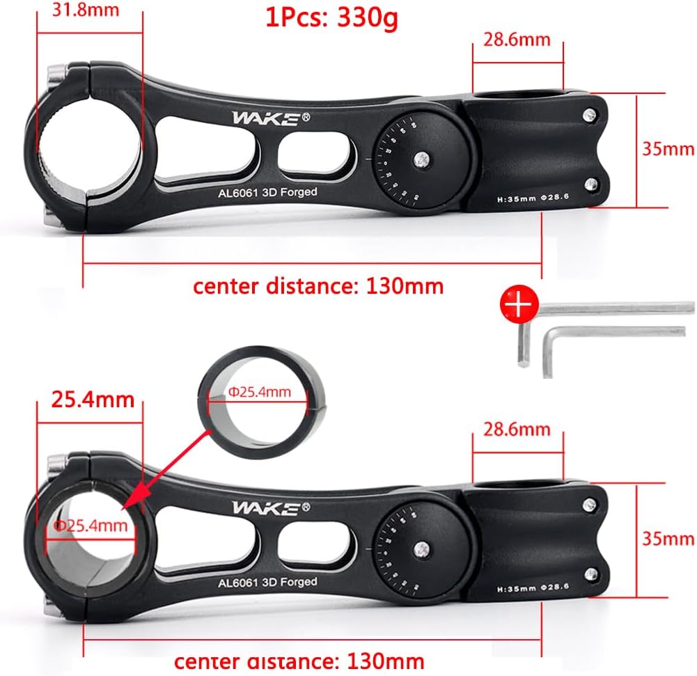 CYSKY Bike Stem Universal 31.8mm and 25.4mm Adjustable ± 90 Degree 90mm 110mm 130mm 145mm MTB Stem Bike Stem Riser Short Handlebar Stem for Mountain Bike Road Bike BMX City Bike Bicycle
