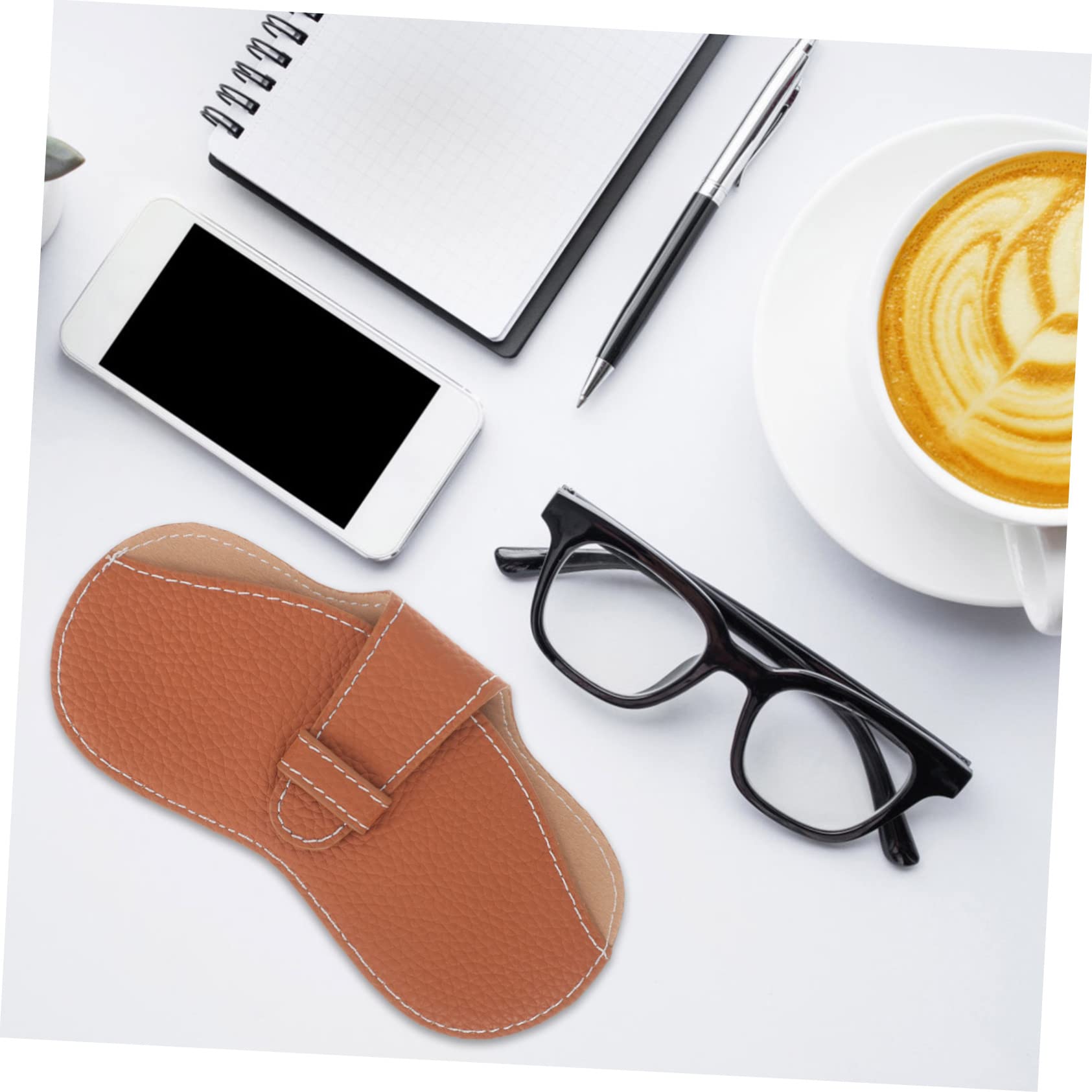 Ipetboom Bolsa De Gafas Gafas De Lectura De Viaje Estuche De Gafas De Viaje Largo Delgado Gafas De Luz Azul Resistente Estuche Para Anteojos Casos Viajar Brown Cuero
