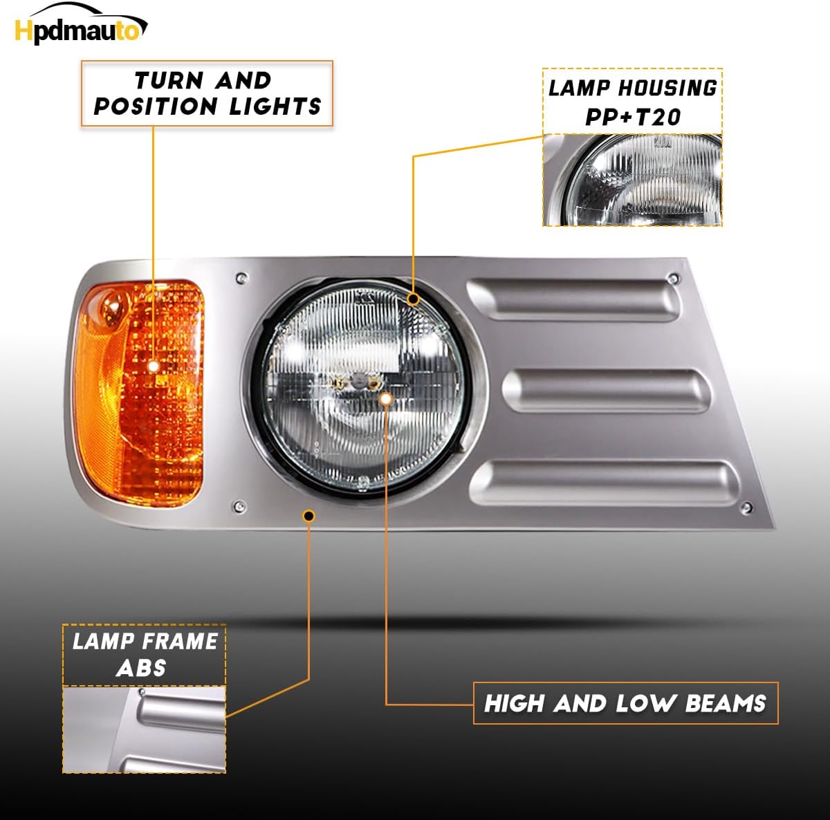 Headlights Assembly fit for Mack CV Replacement Left Driver Side Headlamp Grey Grey Left