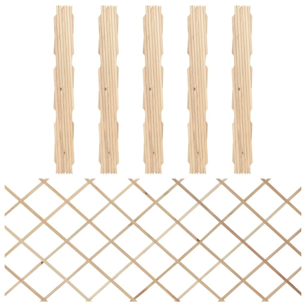 Makastle Panneau de Clôture en Treillis en Bois de Sapin Extensible, 180 x 80 cm, sans Assemblage, Lot de 5