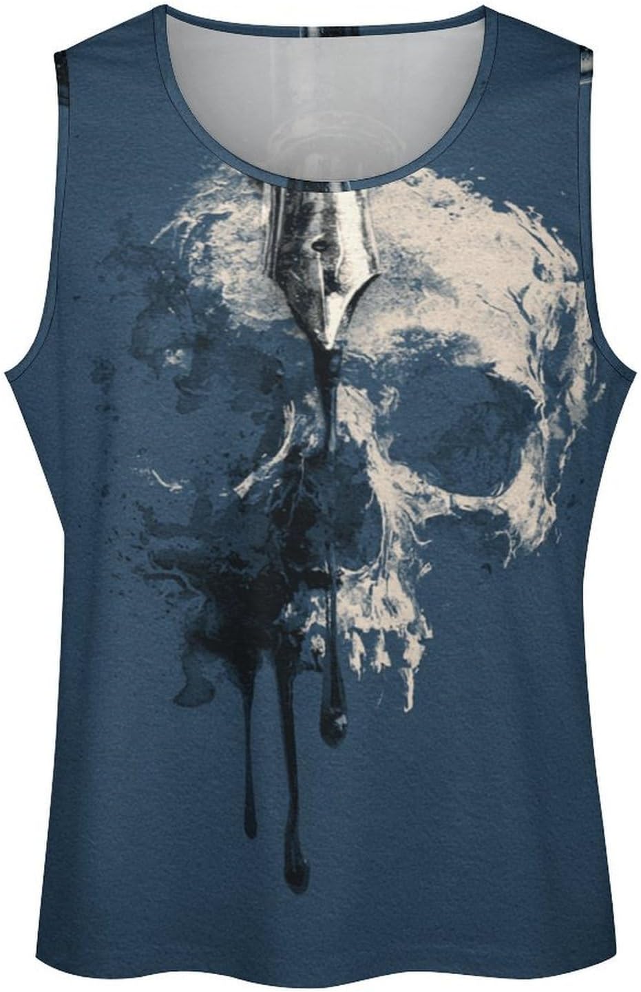 Ink Skeleton Men's All Over Print Muscle Tank Top Sleeveless V Neck Workout Gym Casual Sports Tee S‑5XL
