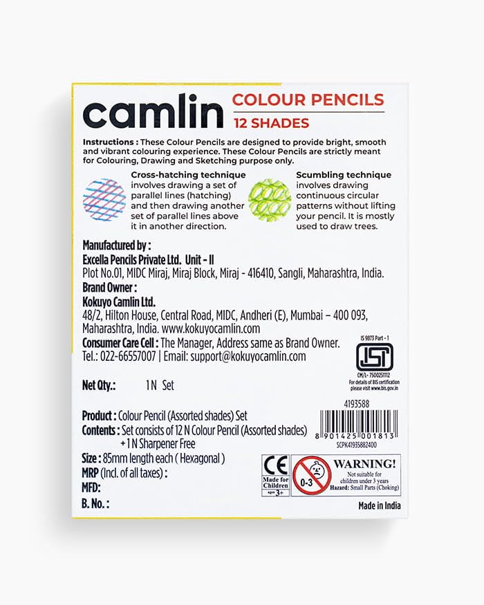 Image of Camel 12 Shades Half SIze Colour Pencils - Vibrant Multicolor Shades | Soft, Smooth & Break-Resistant Leads | Ideal for Drawing, Sketching, Coloring & School Art Projects