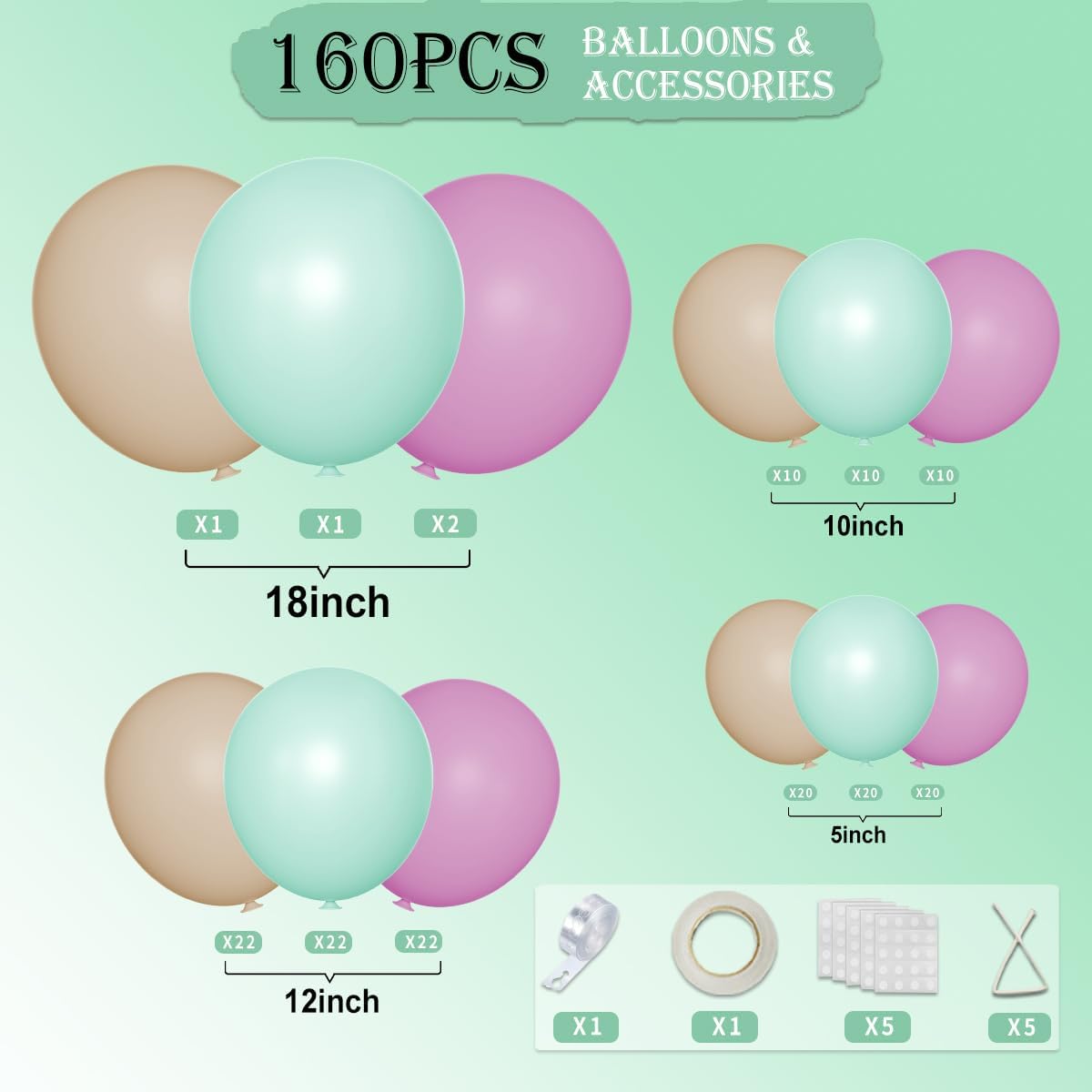 Dusty Purple Green Nude Balloon Garland Arch Kit, 160Pcs Boho Blush Pastel Green Light Brown Balloons for Baby Shower Birthday Wedding Wildflower Party Decoration image 2