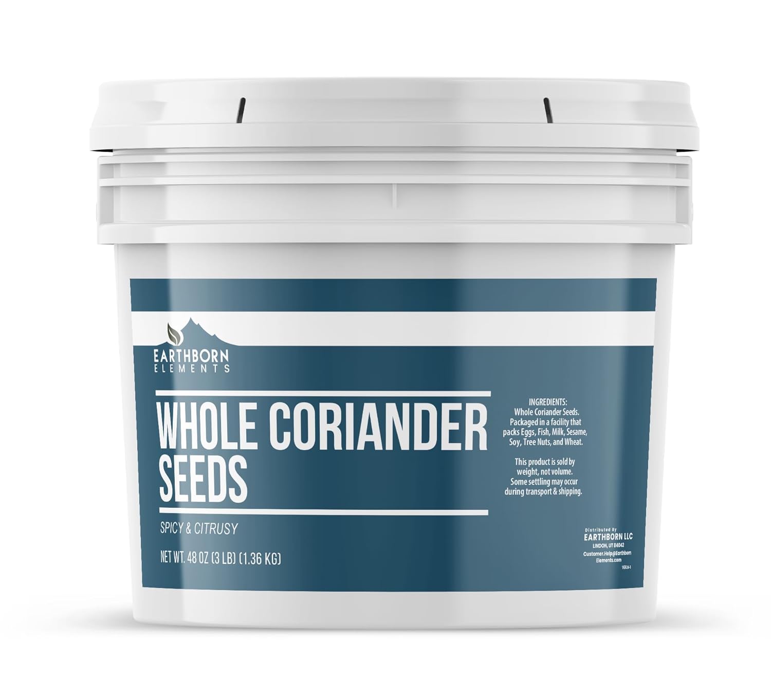 Earthborn Elements Whole Coriander Seeds 1 Gallon Bucket, Pickling & Meat Rubs, Spicy & Citrusy