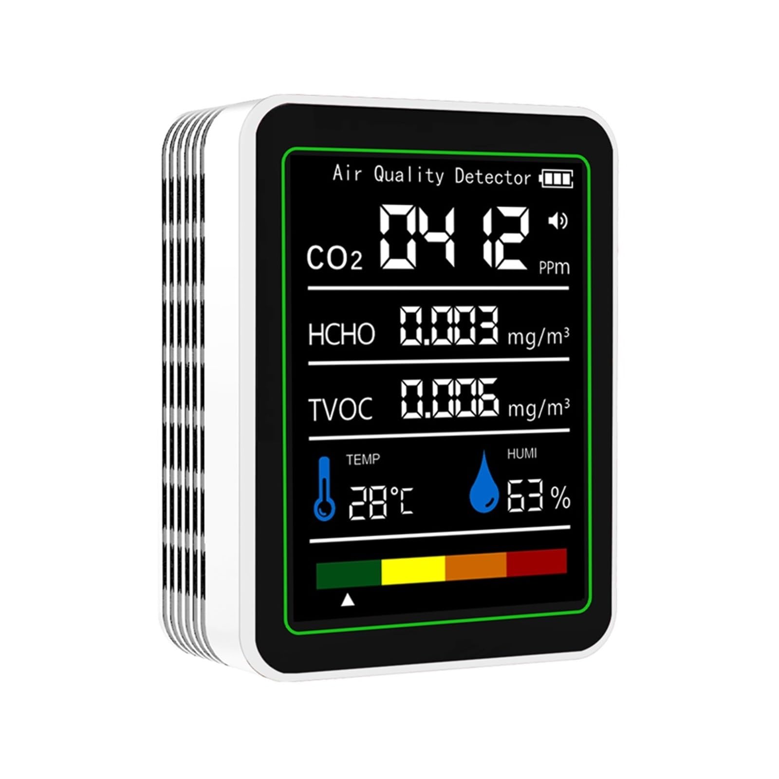 Air Quality Monitor, 5 in 1 Carbon Dioxide Detector CO2 Air Quality Monitor for Air Quality Detecting(Bianco)