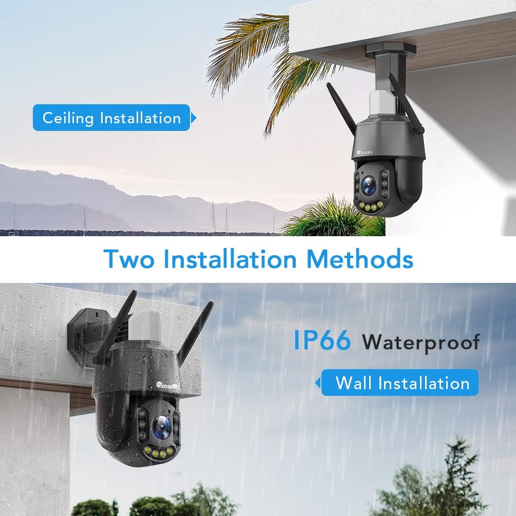 Ctronics 5MP 30X Optical Zoom Security Camera Outdoor, PTZ WiFi IP Camera with Red & Blue Warning Lights, Auto Cruise & Zoom, Human Detection Auto Tracking 492ft Night Vision 2-Way Audio IP66 (620C)