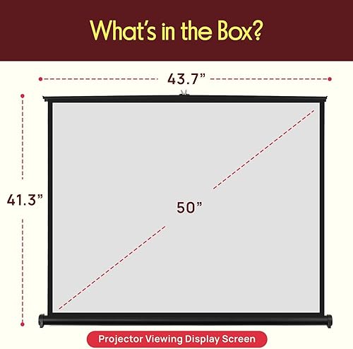 Miniatura 7 de Pyle pantalla para proyector de 50 pulgadas, portátil, de pie en el piso, plegable, enrollable, trípode manual, pantalla móvil para películas, cine