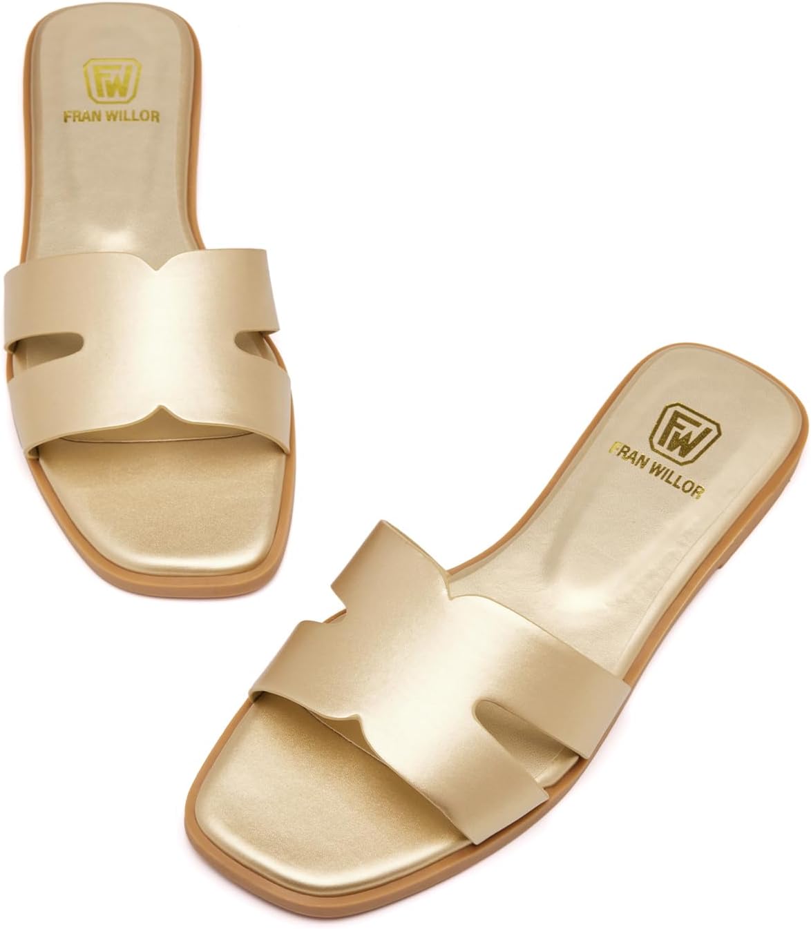 Women's Flat Sandals Dressy Comfortable Slide Sandals Fashion Square Open Toe Slip On Beach Sandals for Summer - Image 3