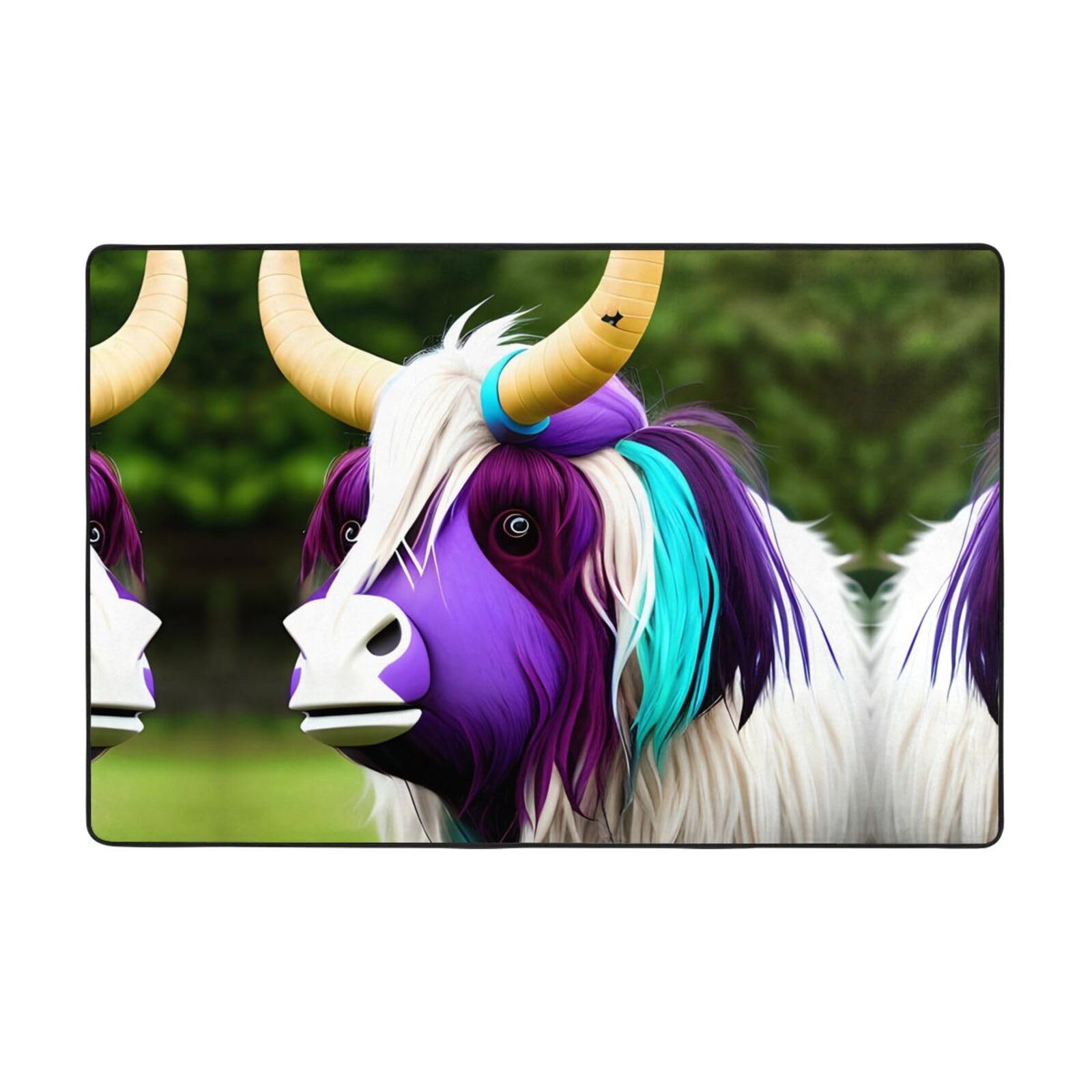 Tapis de sol coloré flanelle grand format motif vache velours fin 182x121