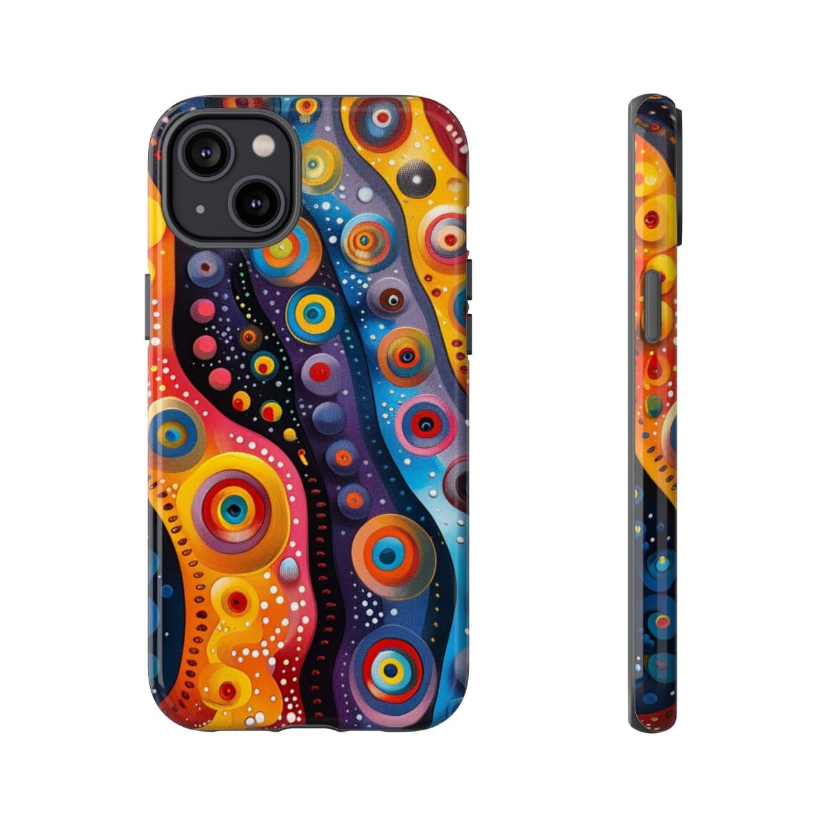 Coque rigide brillante iPhone 14 Plus avec graphisme abstrait haut de gamme - 5