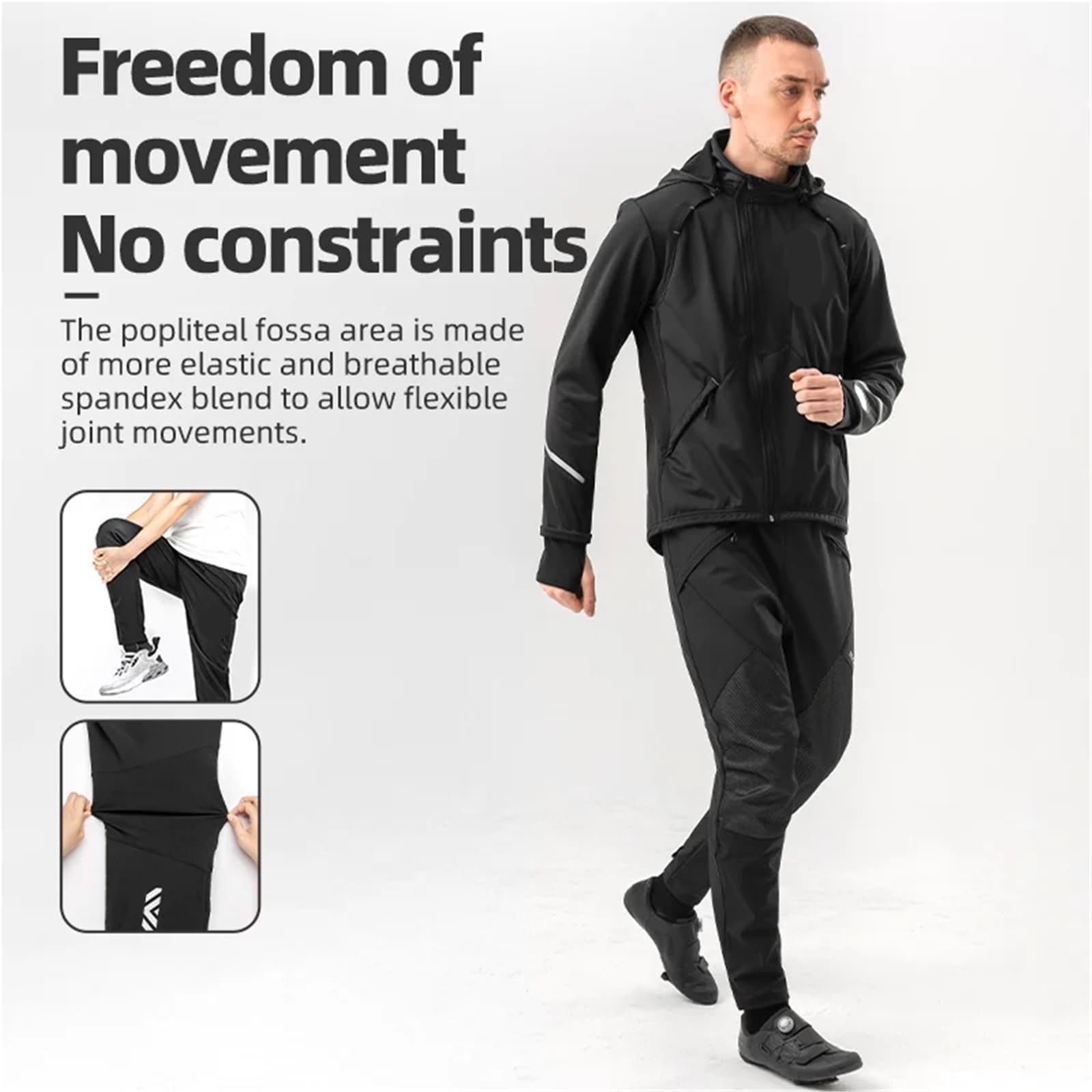 Pantaloni da Ciclismo in Pile Pantaloni da Ciclismo Autunnali e Invernali, Elastici, Antivento, Termici, Caldi, in Pile, Uomo, for Sport all'Aria Aperta, Lunghi